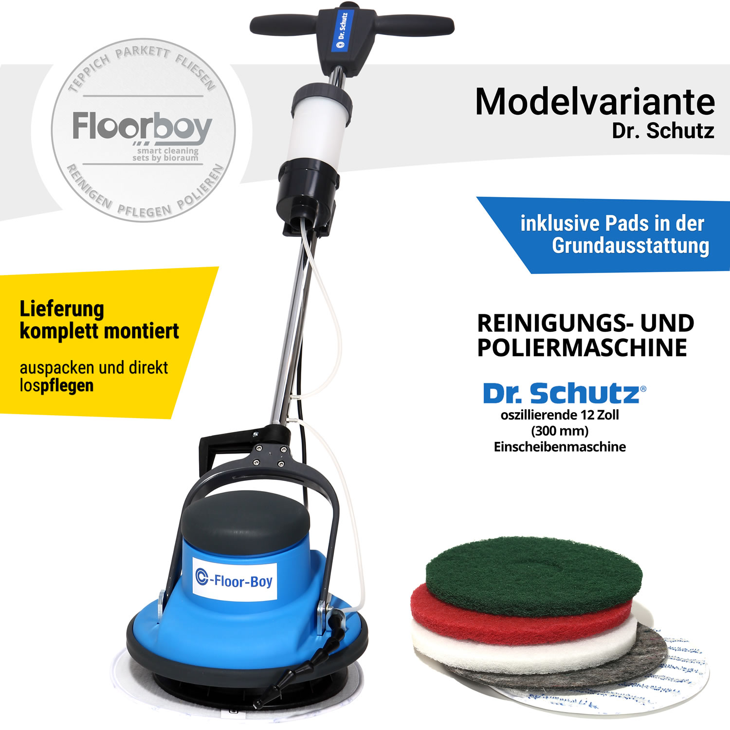 Floorboy Poliermaschine mit Tank und Pads von Dr. Schutz