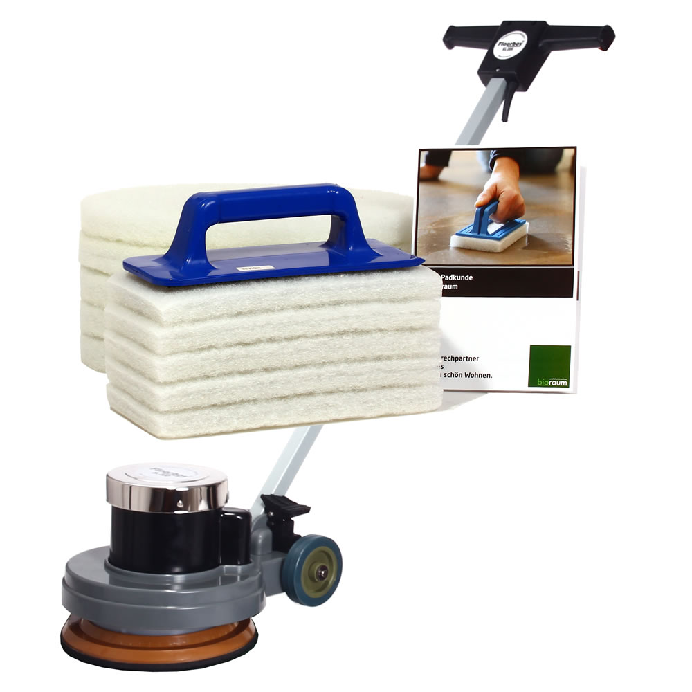 Floorboy Polierset, Poliermaschine mit Handpadhalter, Pads, Anleitungen und Padkunde