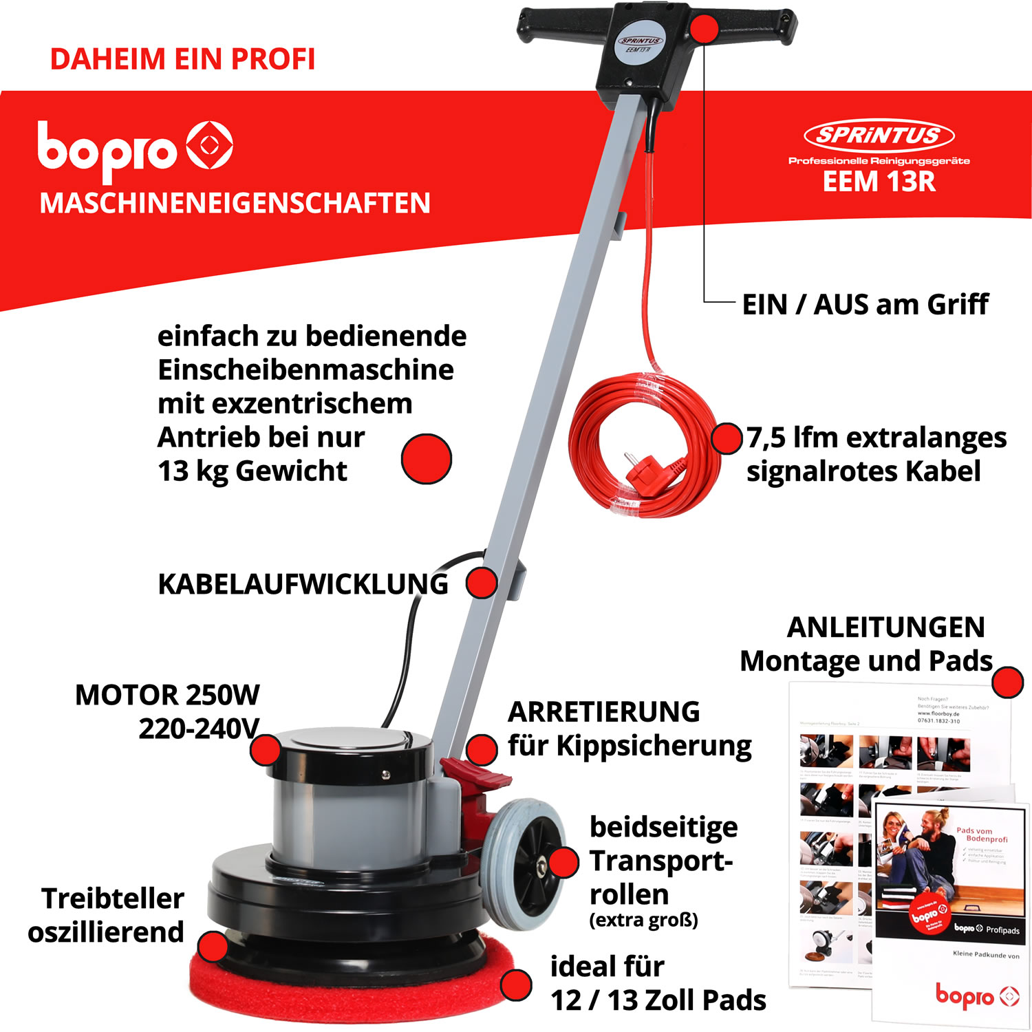 Floorboy EEM13 Poliermaschine mit Treibteller