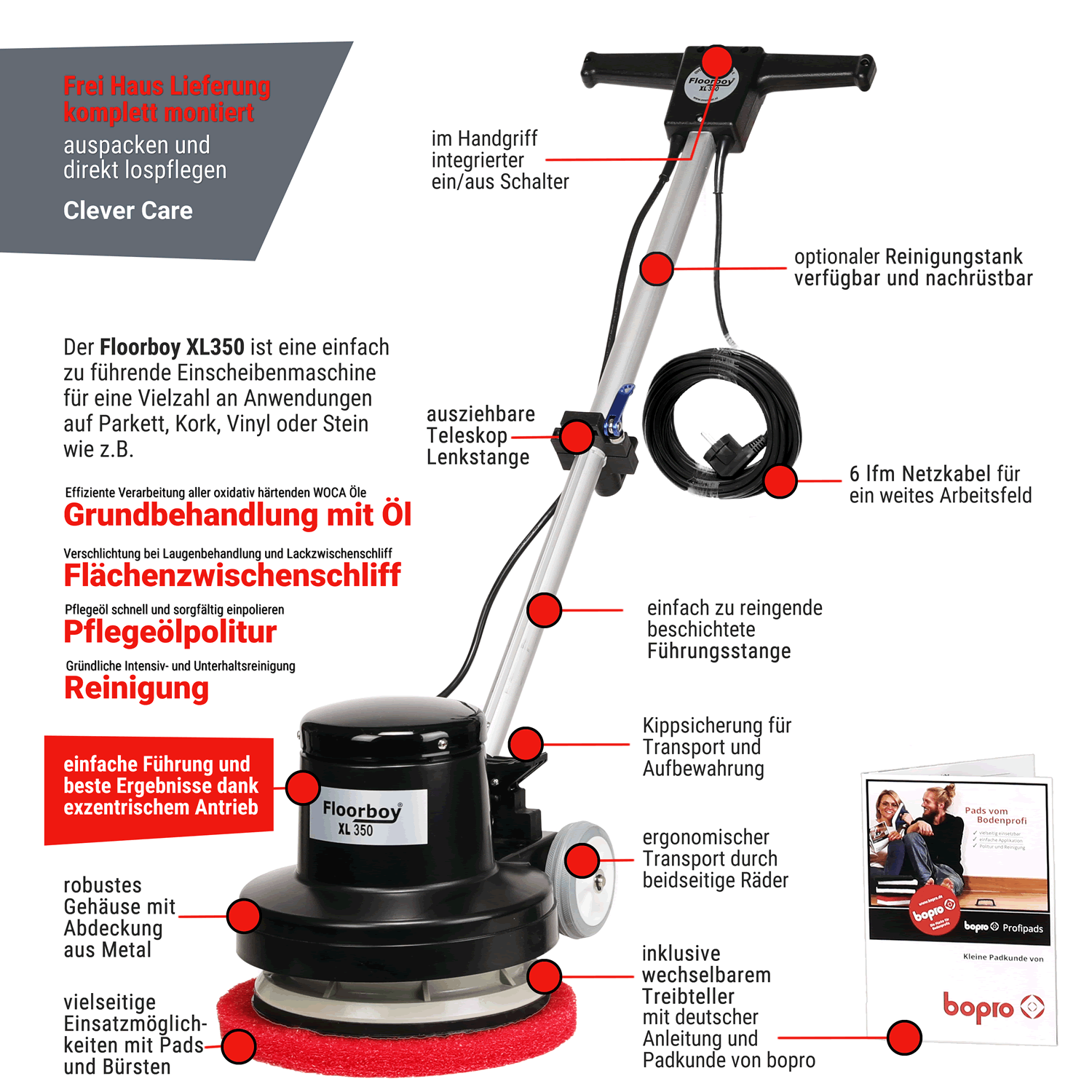 Floorboy XL350 Poliermaschine mit Treibteller