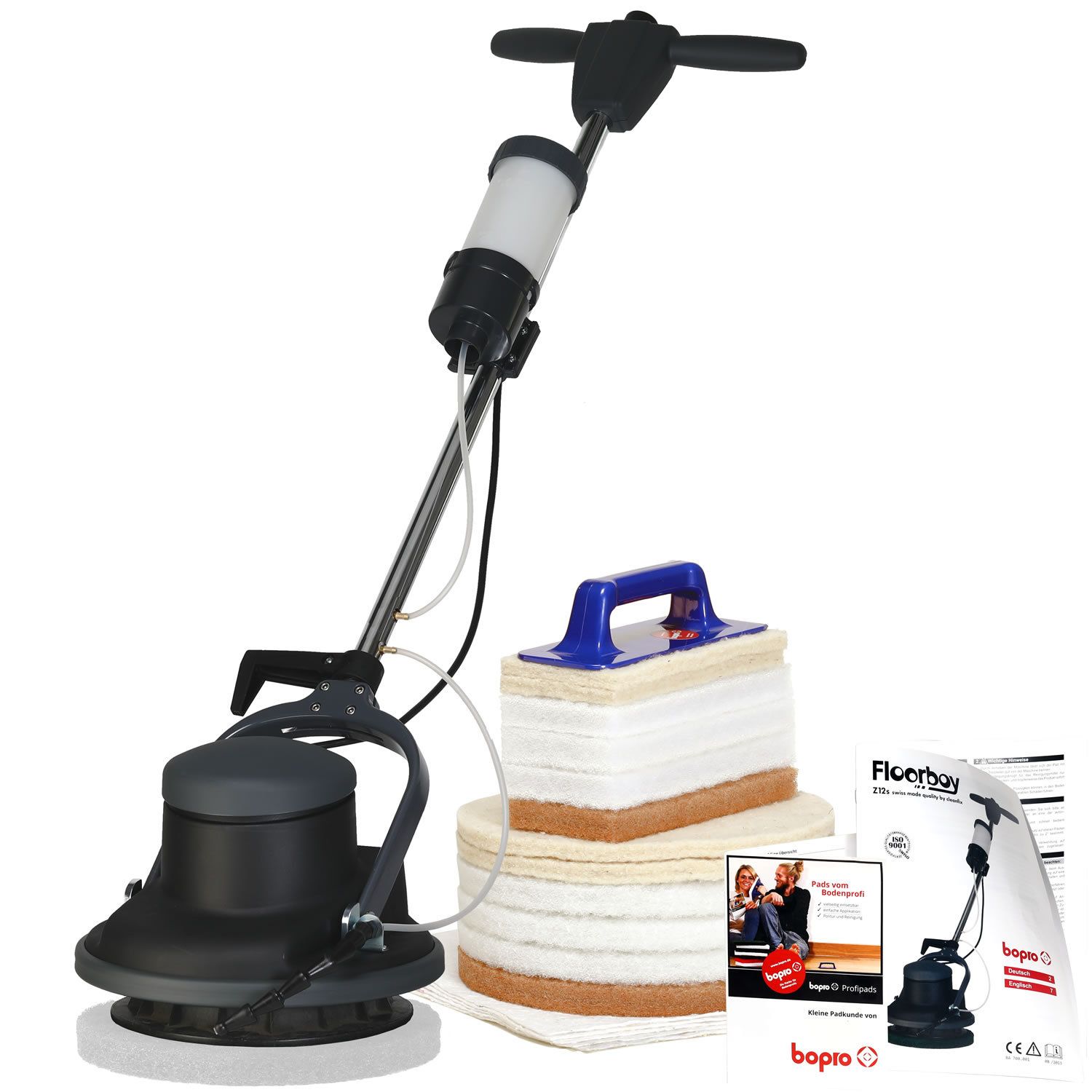 Poliermaschine mit Zubehör für Stein, Fliesen, Parkett und Designböden